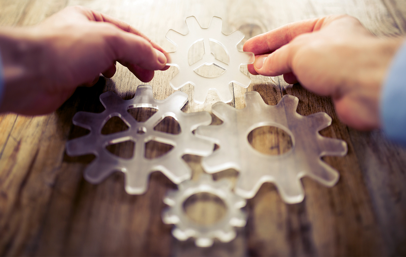 Hands with gears