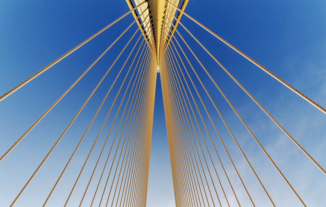 Details of Suspension Bridge Cable Against Blue Sky