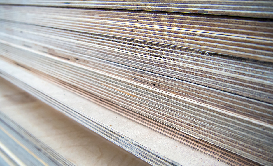 A stack of sheets of thick multilayer plywood