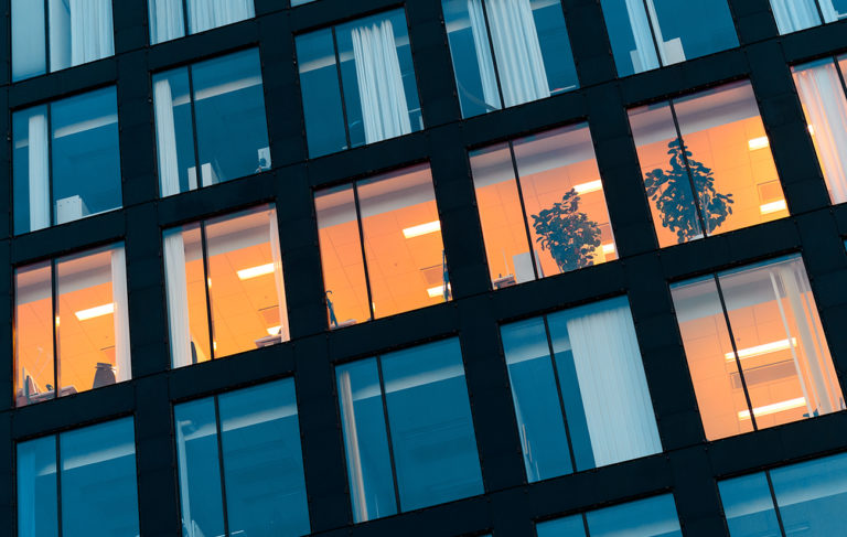 Charles River Associates office building windows lights