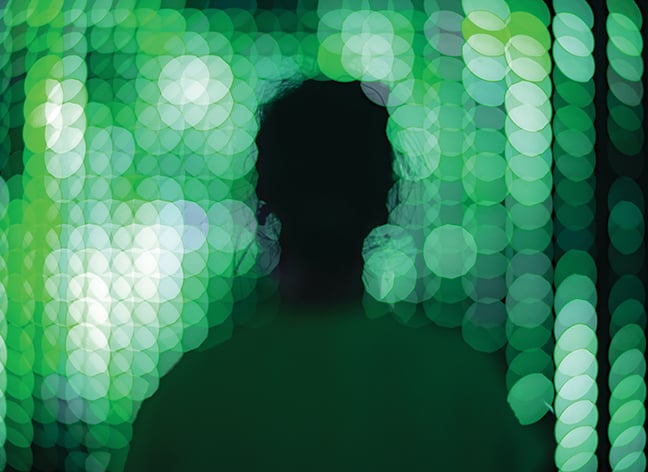 Silohouette on defocussed background