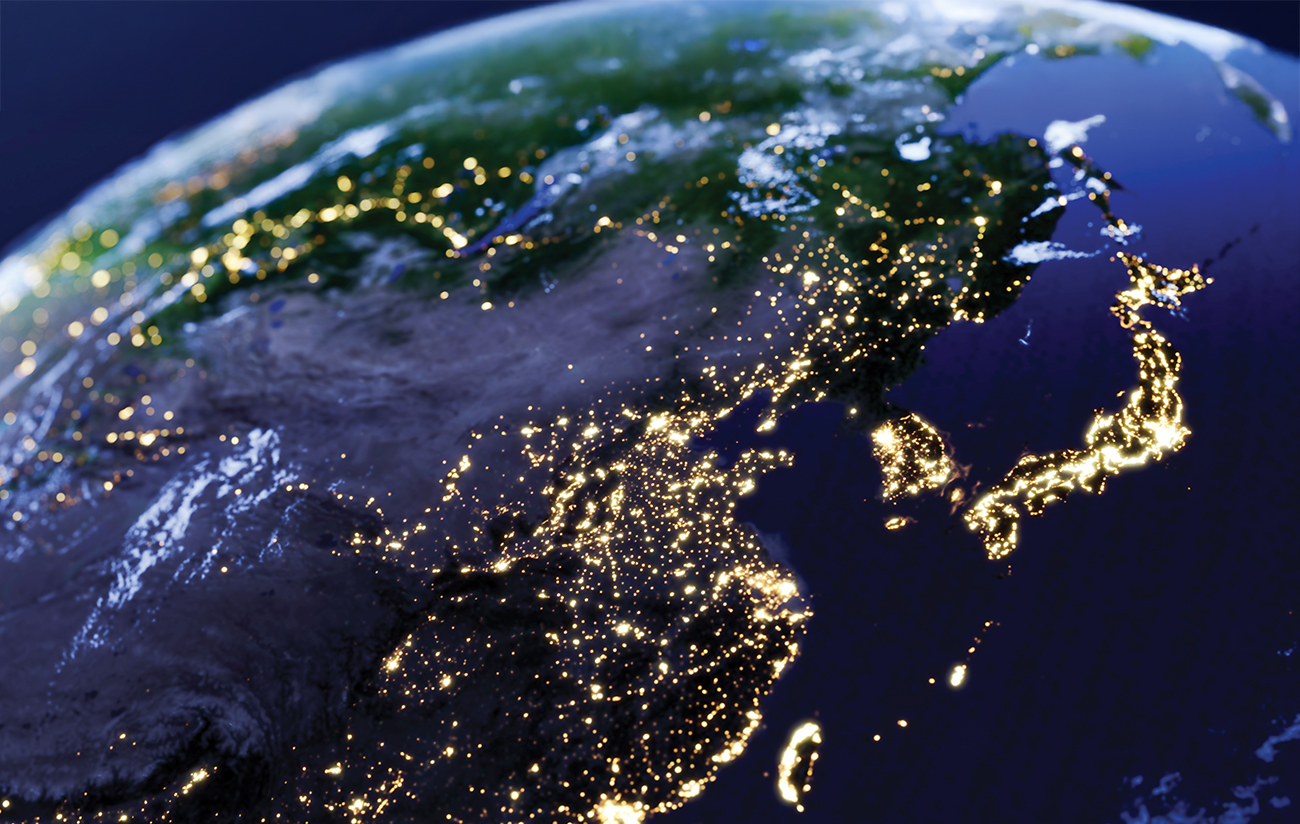 East Asia Night Lights View From Space