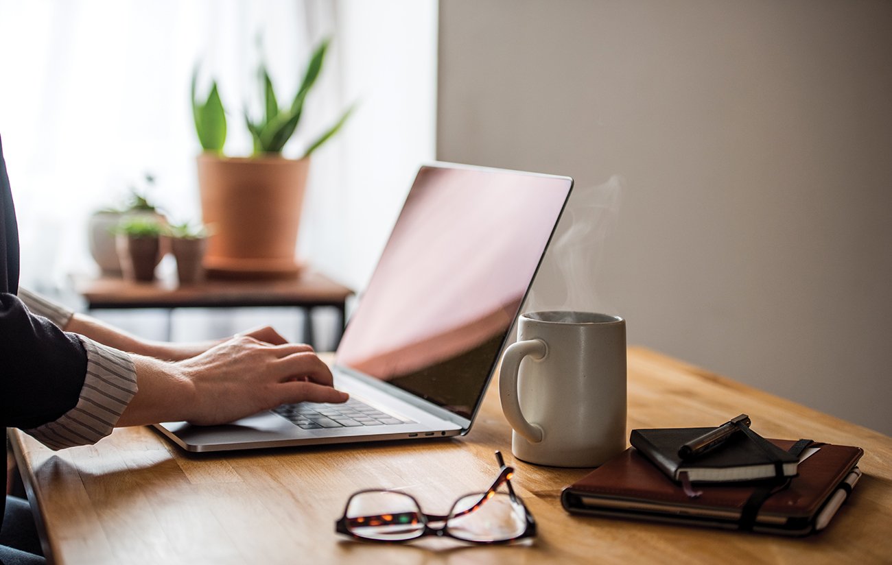 Young woman working from home