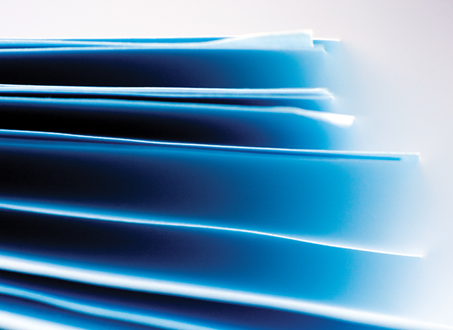 Blue stacked documents